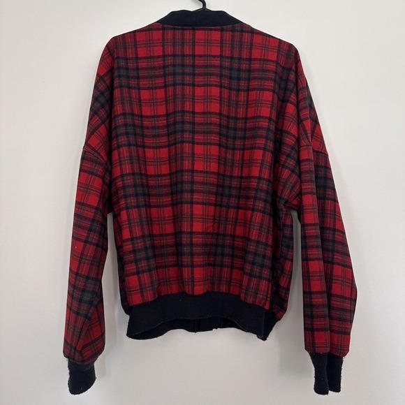 Vintage Pendleton Cardigan Jacket Mens XL Red Black Plaid Wool USA 80s Western - Picture 2 of 16